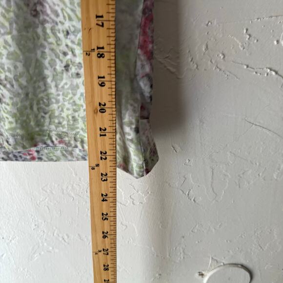 Laura Petites Y2k Small Floral Water Colored Rhinestone Short Slv Semi Sheer Top - Picture 9 of 9